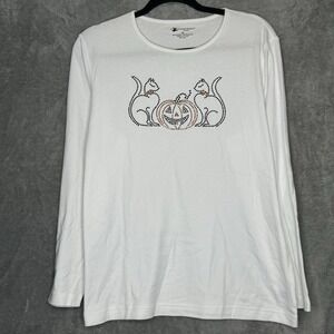 Designers Originals XL Top Shirt Solid Halloween Long Sleeve Scoop Neck Cotton